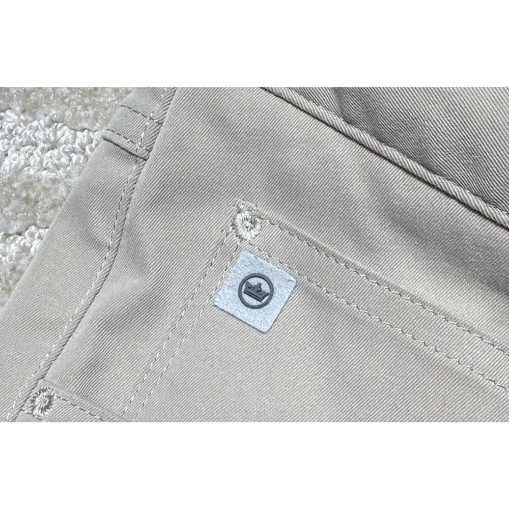 Peter Millar Performance Golf Pants Chino Men's 38X32 Flat Front Beige Khaki